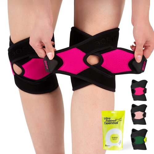 aoFIT Knee Brace for Women& Men (1 Pair), Knee Braces Wrap Adjustable Compression Sleeve Knee Support with Memory Stabilizers,Knee Support for Knee Pain Relief Meniscus Tear HotPink M