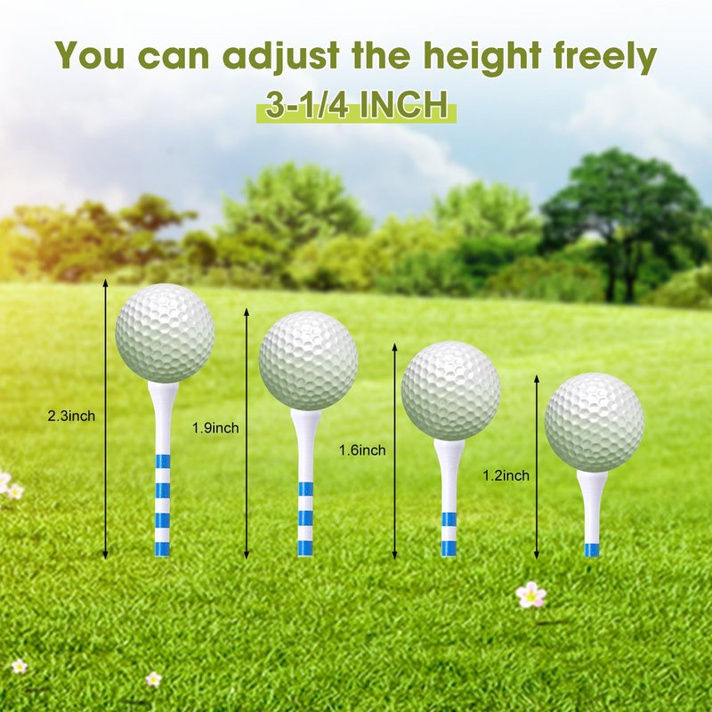 Realspring 300 Pcs Wood Golf Tees Bulk 3 1/4 Inch and 1 1/2 Inch Unbreakable Long Tall Golf Tees for Men Women Balls Game