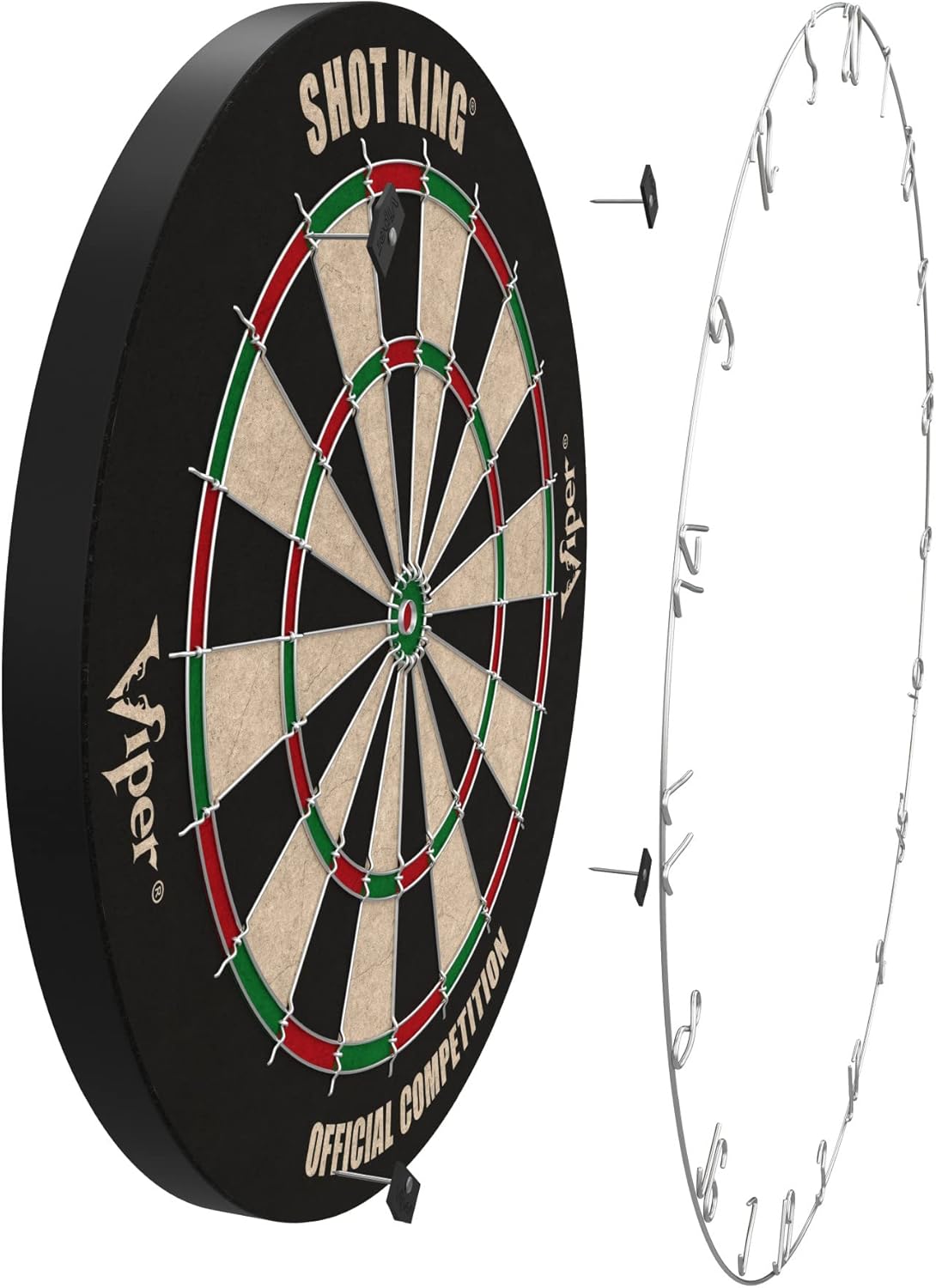 Viper by GLD Products Shot King Dartboard Set - Regulation Bristle Steel Tip with 6 Darts | Black