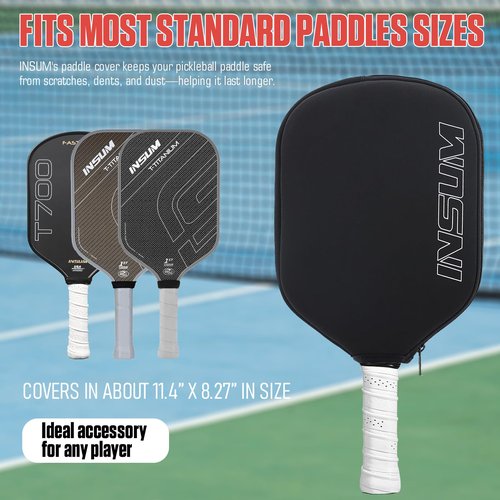INSUM Premium Pickleball Paddle Cover Case | Durable Material Pickleball Covers Bag (Black)