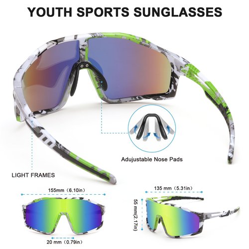 Karsaer Sports Sunglasses for Men and Women Youth Oversized Glasses for Cycling Running Baseball