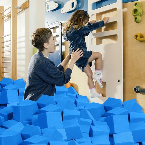 TAYUQEE Foam Pit Blocks - 12 PCS 5" Foam Gym Cubes, Versatile Protective Padding for Trampolines, Gymnastics, Parkour & Action Sports - Dark Blue