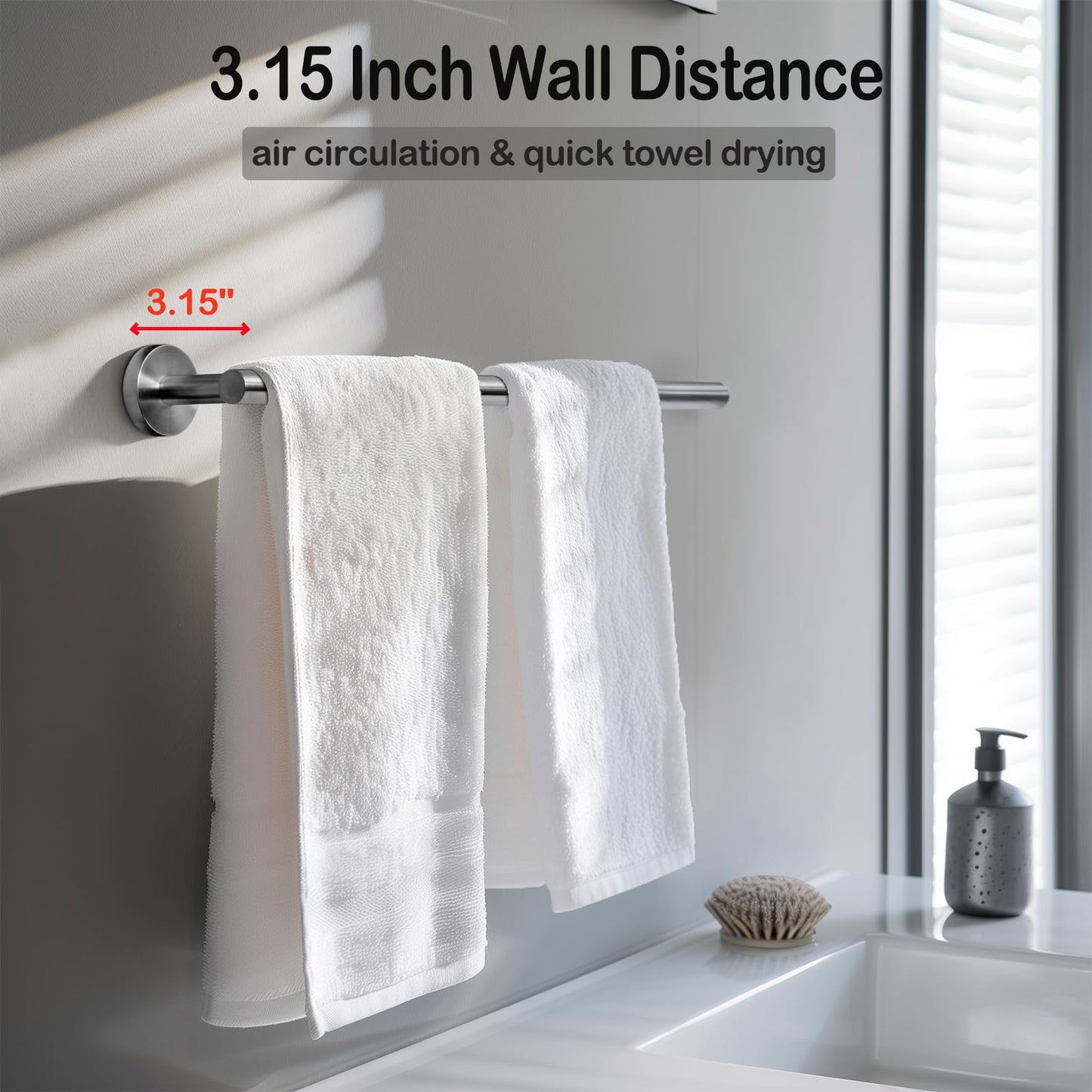 Bath Towel Bar, 20 Inch Towel Racks for Bathroom Wall Mounted, Heavy Duty Bathroom Towel Holder Organizer, Stainless Steel Modern Home Decor Towel Rod, Brushed Nickel