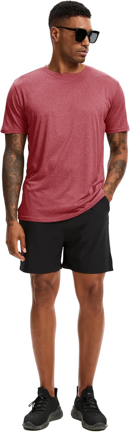 Skiennix Workout Shirts for Men - Quick Dry UPF 50+ Sun Protection Athletic Tees | 5 Pack Lightweight Summer Tops