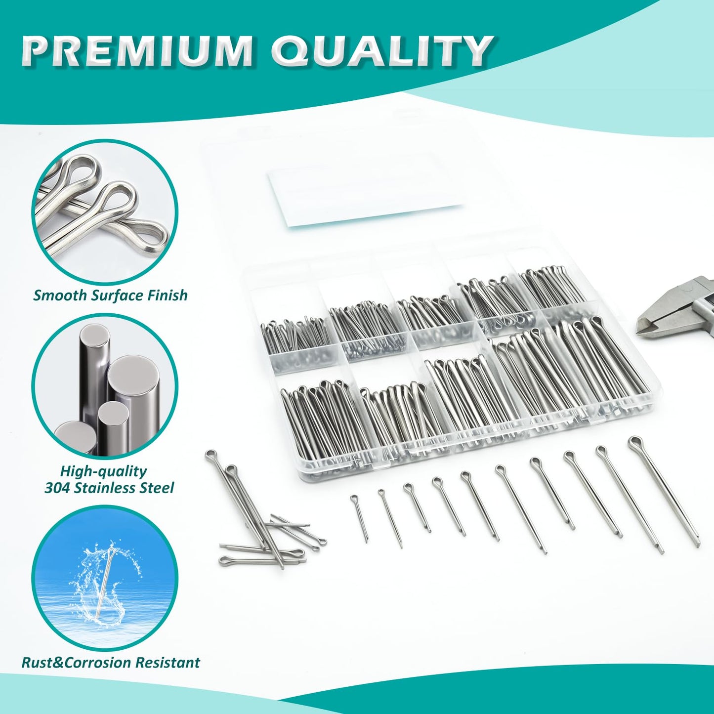 Hoeine Cotter Pin Assortment Kit, 275pcs Hardware Pins 10 Sizes Stainless Steel Cotter Pins for Mower, Tractor, Motorcycle, Boat, Vehicle, etc.
