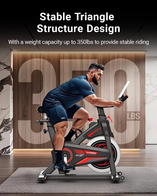 HARISON Exercise Bike - Magnetic Stationary Indoor Cycling with Adjustable Resistance & APP Connectivity | 380lb Capacity