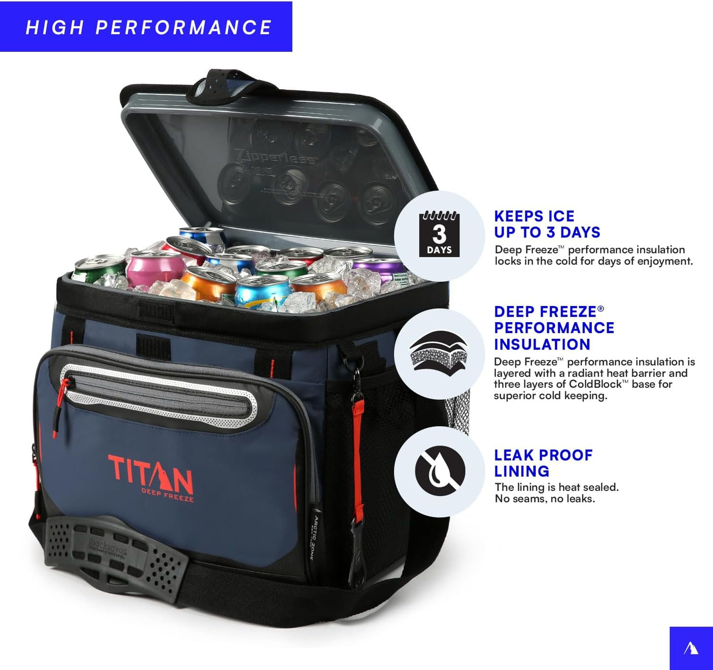 Titan by Arctic Zone Deep Freeze Cooler - Zipperless Hardbody Design with Deep Freeze Insulation | SmartShelf Feature