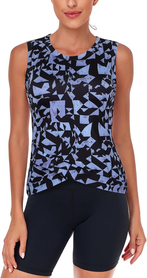 LURANEE Women's Athletic Tank Tops - Quick Dry Sun Protection Yoga Crop Sleeveless Shirt