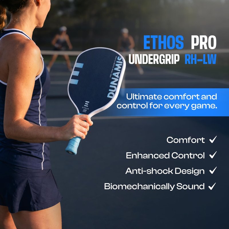 Pickleball Paddle Grip - Pro Undergrip RH-LW, Ethos Pickleball - Tennis Elbow & Wrist Support - Vibration Dampening - Right Hand Lightweight Contoured Shape for Secure Grip