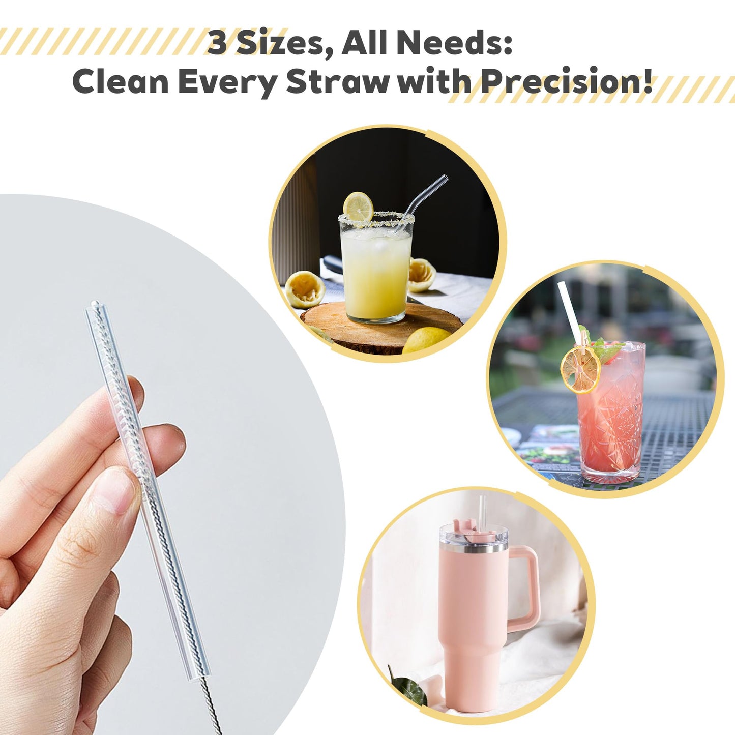 Sosmar 6 Pack Water Bottle Cleaner, Stanley Cup Cleaner Brush Kit with Long Silicone Bottle Brush, 3 Size Straw Cleaner Brush, 4 in 1 Bottle Gap Cleaner for Tumbler, Sports Water Bottle