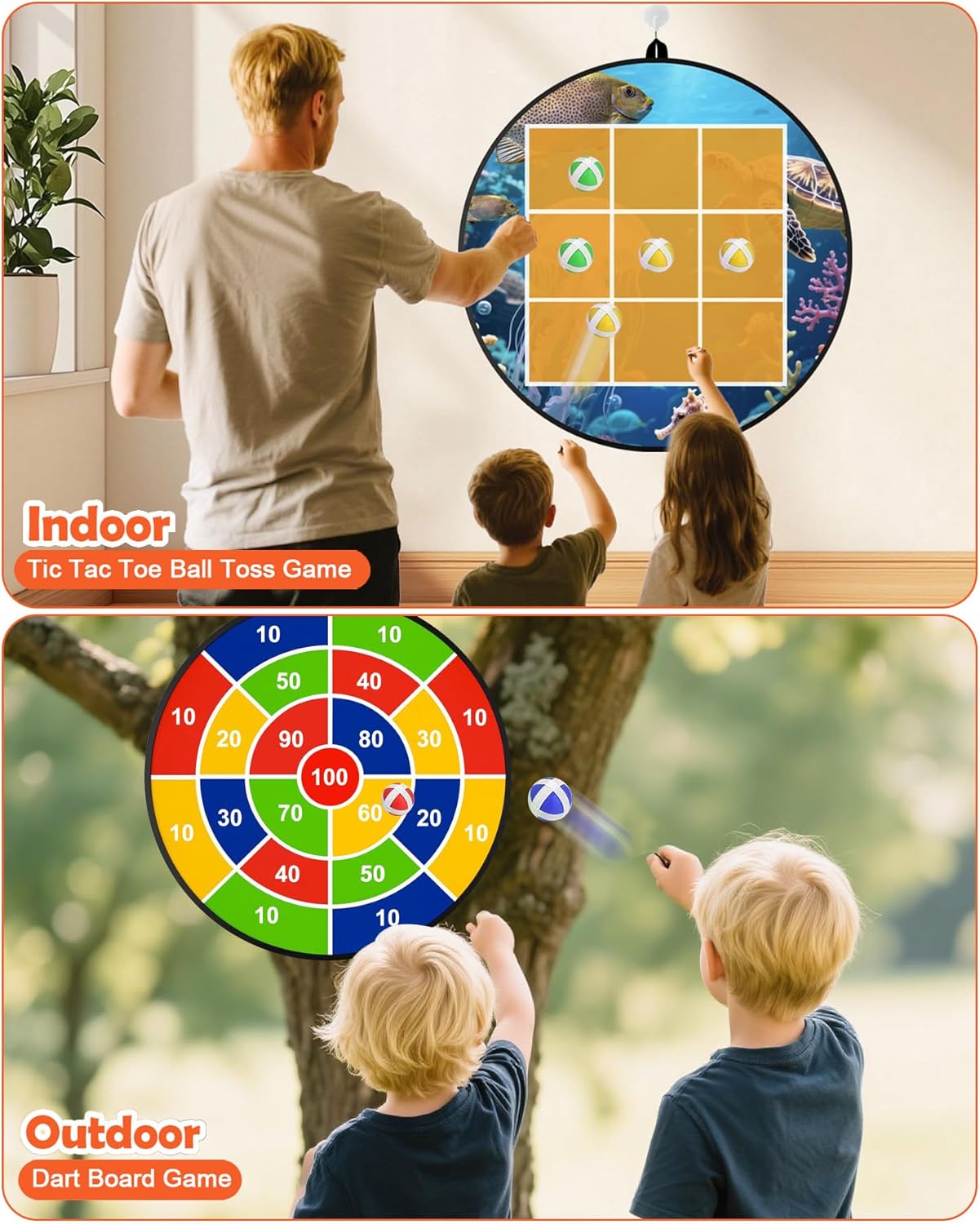 Skiennix 2-in-1 Outdoor Giant Tic Tac Toe & Bean Bag Toss Game | Fun for Kids & Adults, Perfect for Yard Parties