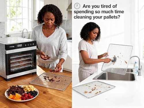 Cosori Silicone Dehydrator Tray Liners - Reusable Non-Stick Mesh Sheets, 12x13 Inch, 6-Pack for Jerky & Herbs