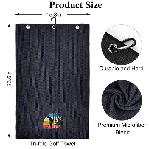 DYJYBMY Best PaPa by Par Funny Golf Towel, Embroidered Golf Towels for Golf Bags with Clip, Men's Golf Accessories, Fathers Day Birthday Gifts for Golf Fan, Retirement Gift, Dads Golf Towel