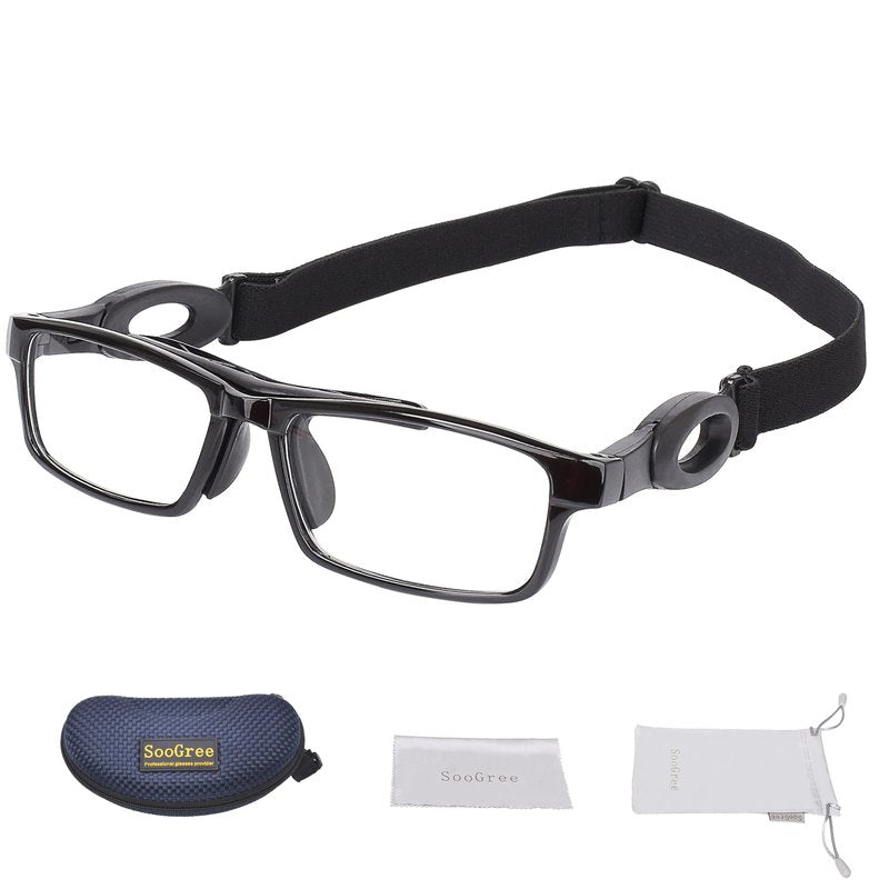 SooGree Sports Goggles Glasses for Men Womens,Sports Protective Eyewear Baseball Basketball Football Safaty Glasses,Anti Fog Shock Absorption with Adjustable Strap(Black frame black pad)
