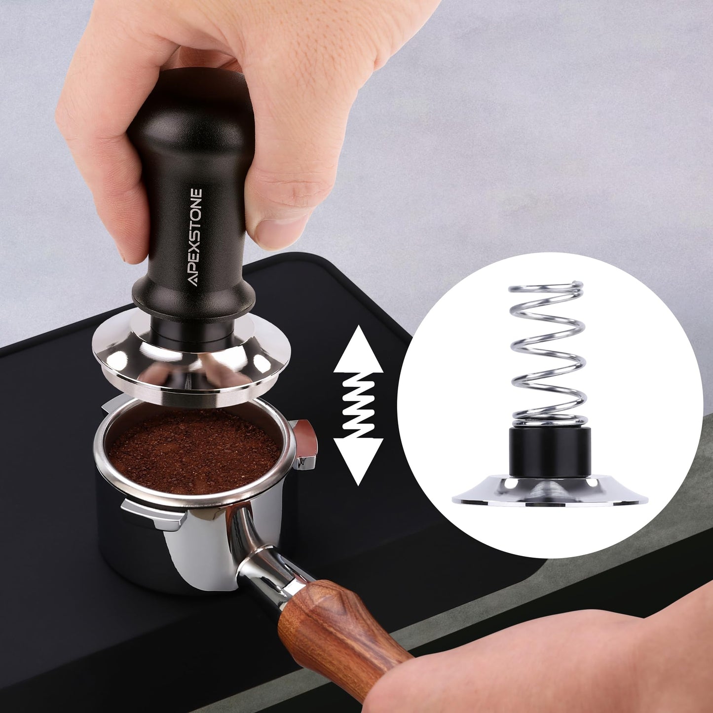 Apexstone Coffee Tamper Spring Loaded 58mm, Espresso Tamper 58mm Spring Loaded, Calibrated Espresso Tamper 58mm