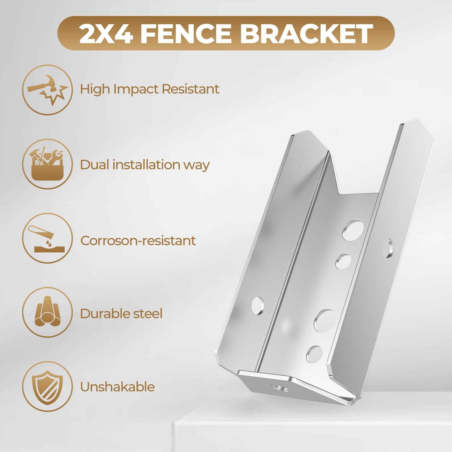 20 Pcs 2x4 Fence Brackets for Wood,Fence Post Bracket,2x4 Brackets for Woods Rail,Deck Bracket Connectors for 2"×4" (Actually 1.5"x3.5") Wood Post with 160pcs Screws