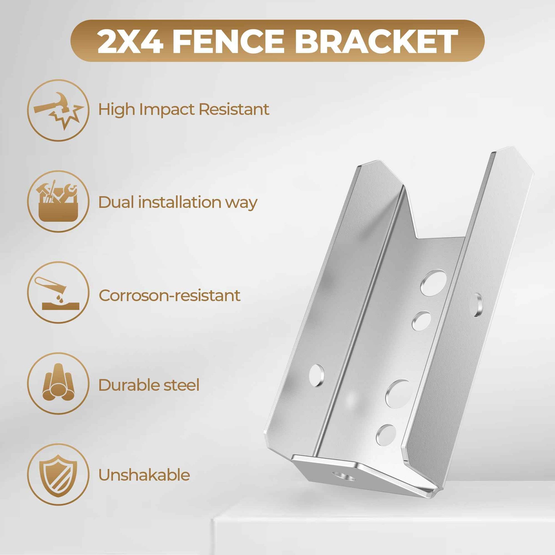20 Pcs 2x4 Fence Brackets for Wood,Fence Post Bracket,2x4 Brackets for Woods Rail,Deck Bracket Connectors for 2"×4" (Actually 1.5"x3.5") Wood Post with 160pcs Screws