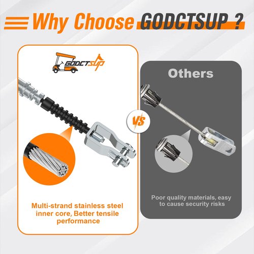 GODCTSUP Club Car Brake Cable Set, Golf Cart Brake Cables for Club Car DS 2000-Up Gas & Electric, Driver & Passenger Side Cables, OEM# 1020221-01, 102022101