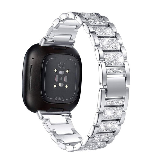 Mtozon Bling Bands Compatible with fitbit Sense 2/Sense/Versa 4/Versa 3, Women Replacement Wristbands Dressy Luxurious Bracelet for Ladies, Silver