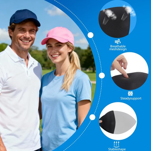 Certihiamken 3-Pack Hat Shaper Cap Holders – Mesh Ventilation, Strong Shape Retention, Reusable & Machine Washable, Easy-Install Baseball Cap Inserts Black