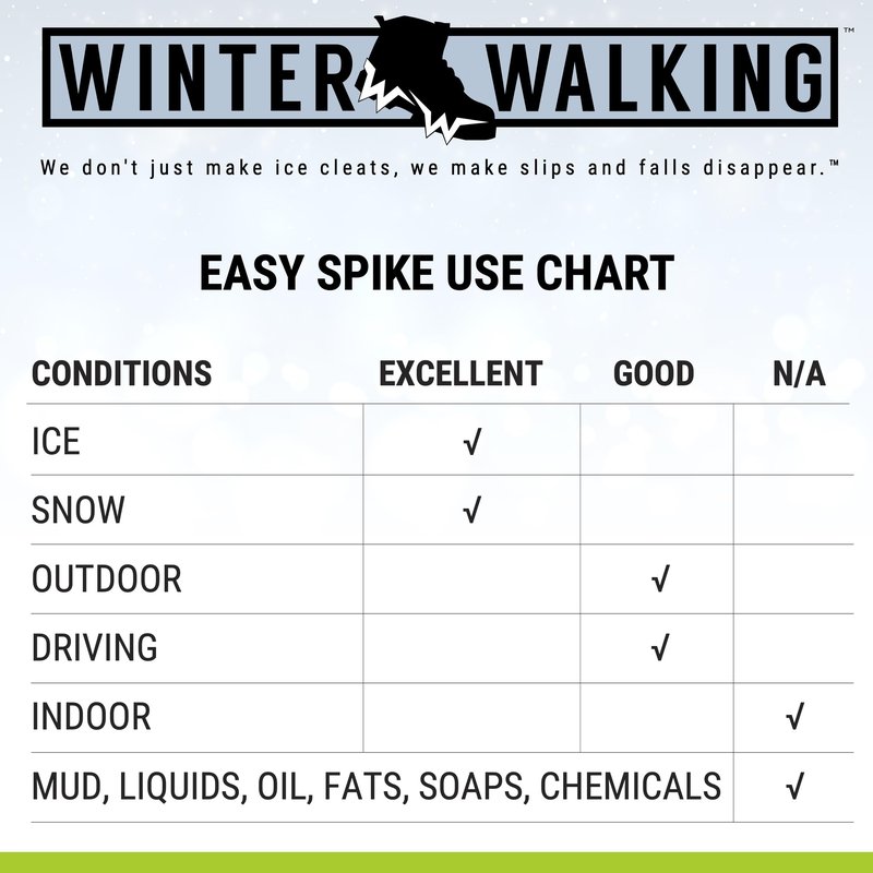 Winter Walking Easy Spike Ice Cleat, Lightweight Industrial Strength Traction Aid for Walking on Snow and Ice, Size Large (1 Pair)