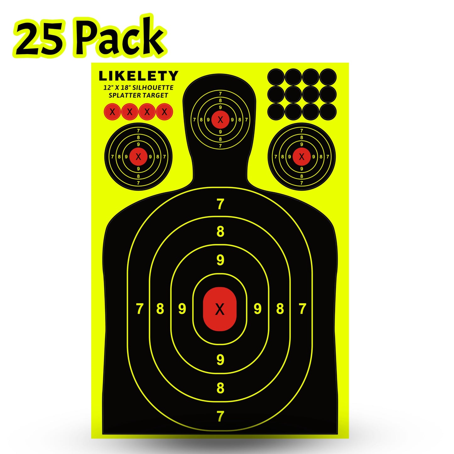 LikeLety 12" x 18" Splatter Targets, Adhesive, Reactive, Shooting Target