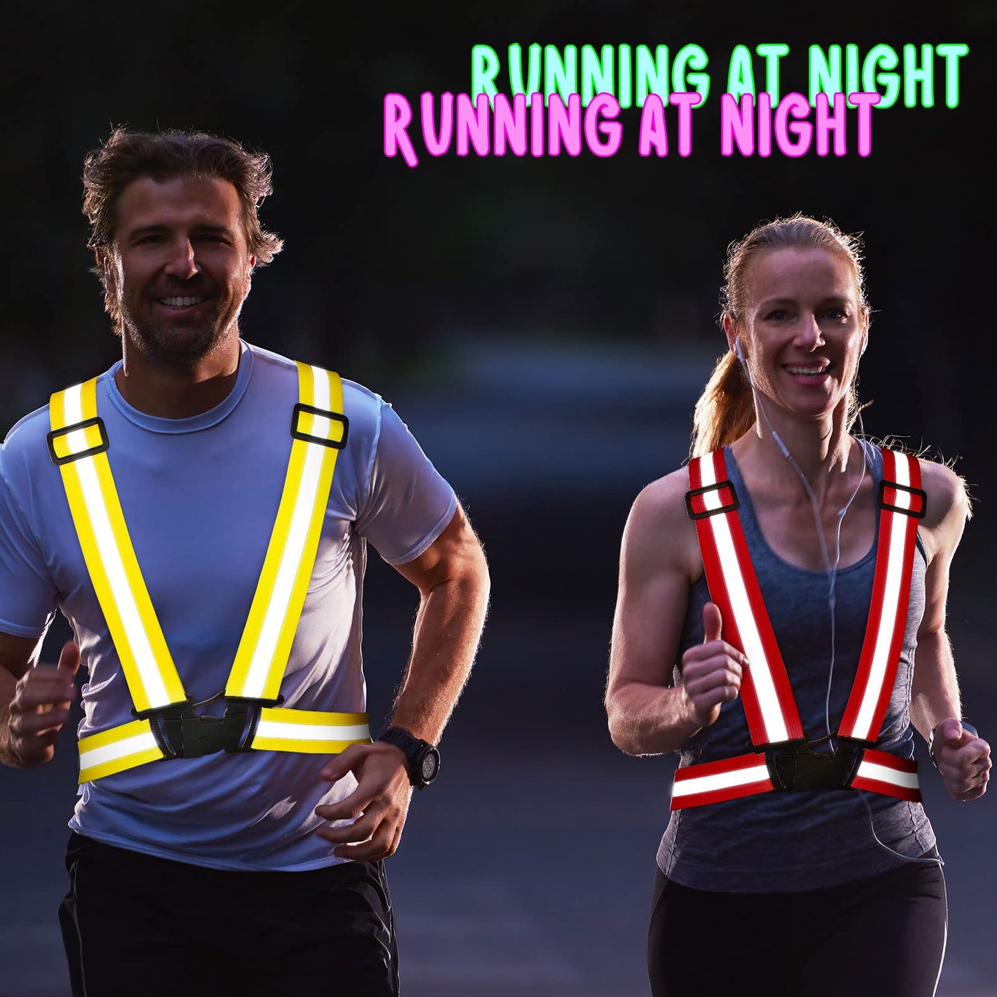 Macarrie 30 Pack Reflective Running Vest High Visibility Safety Vests, Lightweight Adjustable Elastic Reflective Gear for Night Running Jogging Cycling Walking Hiking Dog Walking Men Women Bulk Pack