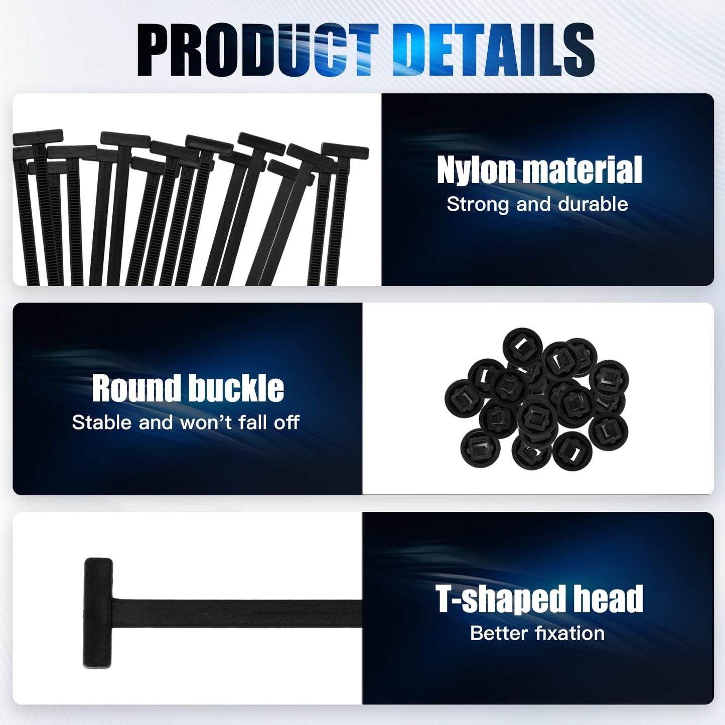 150Pcs Nylon Universal Cable tie Buckle for Car Repairs, Universal Cable Tie Buckles, Automotive Trim Clips - Heavy Duty Black Plastic Rivets, Bumper & Fender Retainer Clips for Auto Body Parts