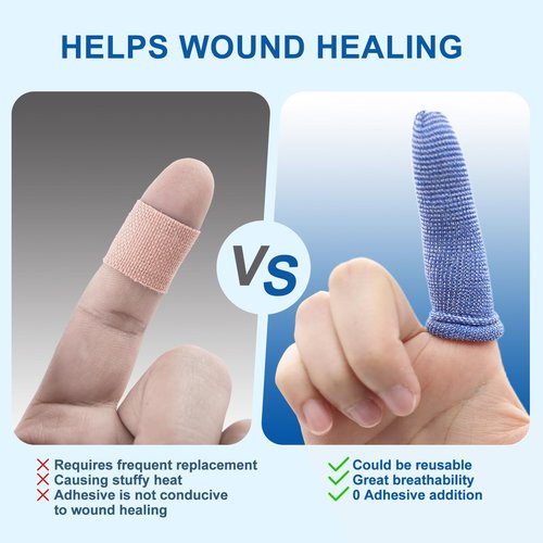 Dimora Finger Cots, Pack of 60 (Medium Size) Finger Protectors, Breathable Bandages for Wound Care, Stretchy Sleeves for Gardening, Fitness and Cargo Handling, Blue