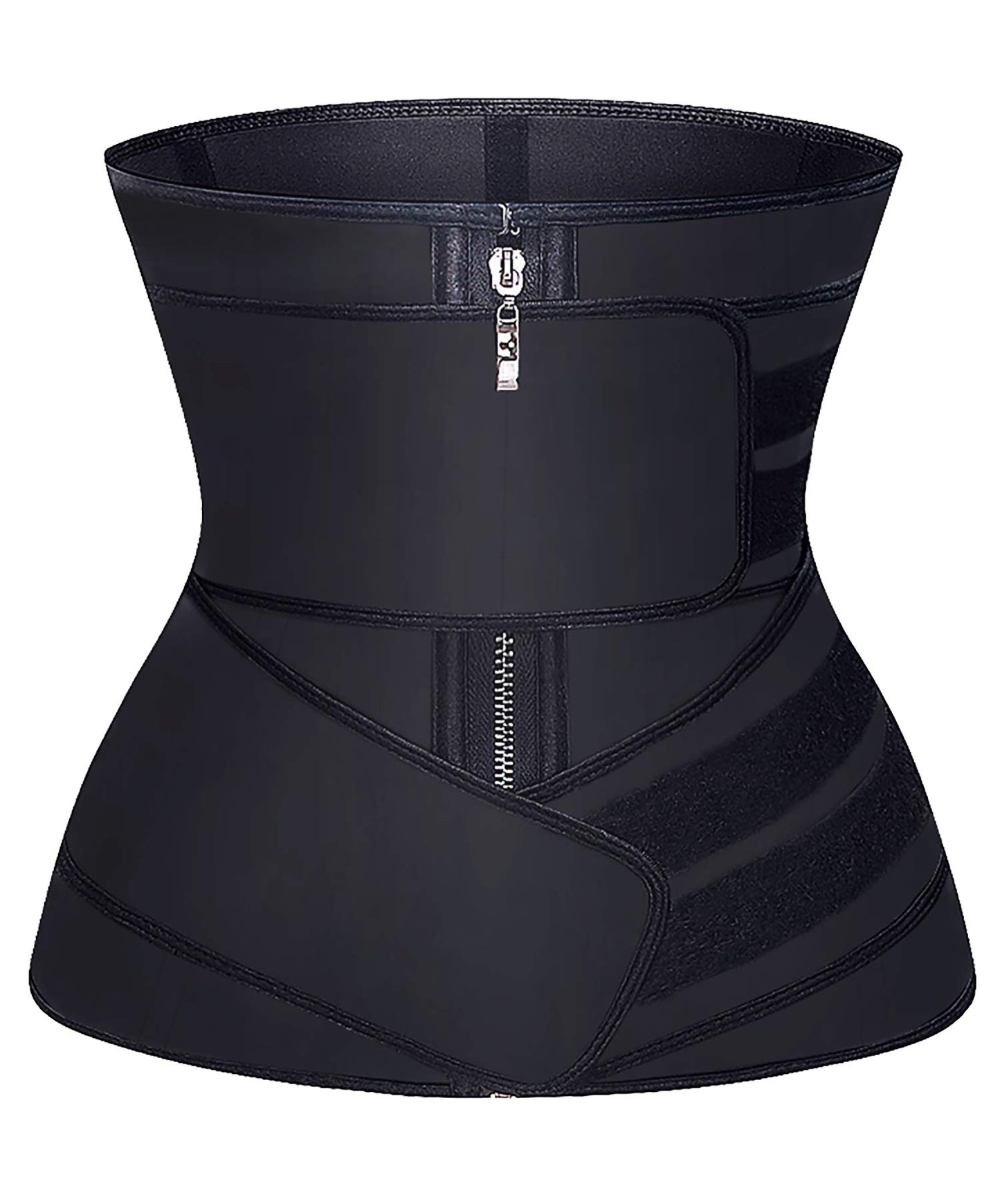 YIANNA Waist Trainer for Women Latex Underbust Double Training Belt Tummy Control Waist Cincher Sport Girdle,YA2223-Black-L