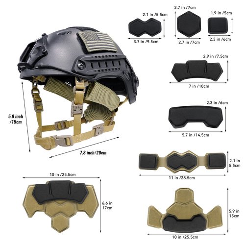 Yzpacc Tactical Helmet Pads and Helmet Chin Strap Replacement Adjustable for Tactical Fast MICH ACH Bump FMA EXF Helmet Replacement Accessories Kit
