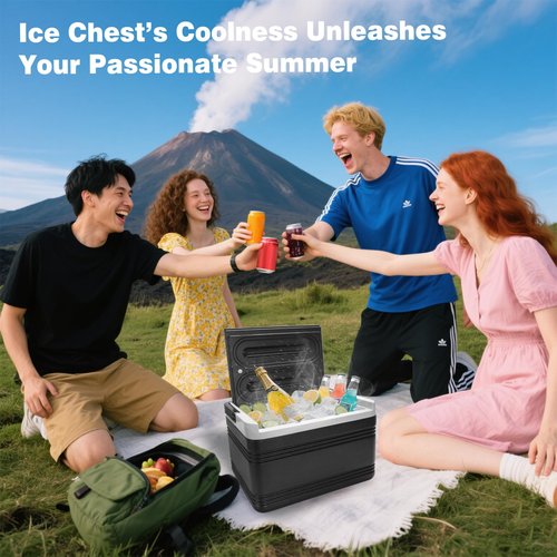 AIPSET Universal Golf Cart Ice Cooler, Portable 8L Ice Box Compatible with EZGO/Club Car/Yamaha, Allow 48 Hrs Fresh, Ice Chest Box, for Drinks, Camping, Beach, Fishing