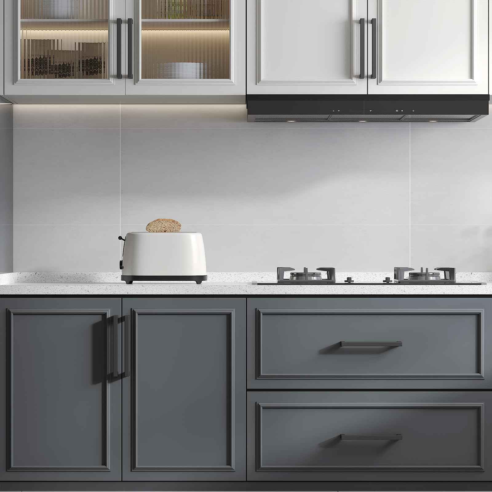 goldenwarm 45 Pack 4 Inch Black Cabinet Handles Matte Black Drawer Pulls Stainless Steel Cabinets Hardware Square Bar Modern for Kitchen Bathroom Cupboard