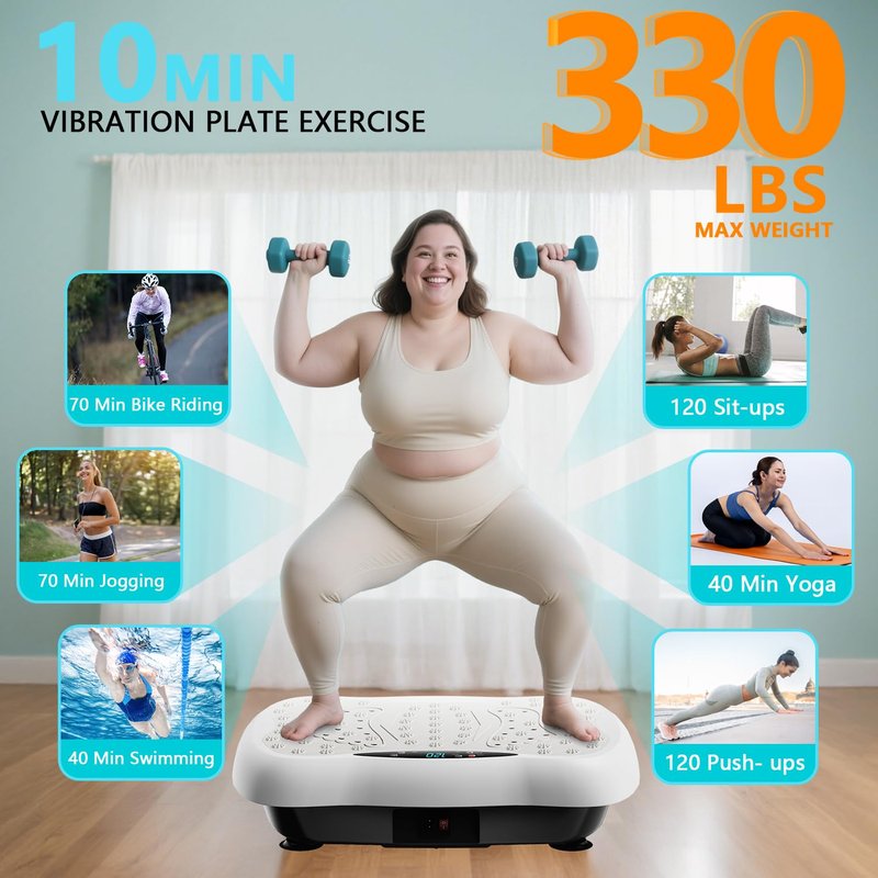 Vibration Plate Exercise Machine, Power Vibrating Board for Weight Loss, Full Body Workout Home Gym Equipment with 100 Adjustable speeds