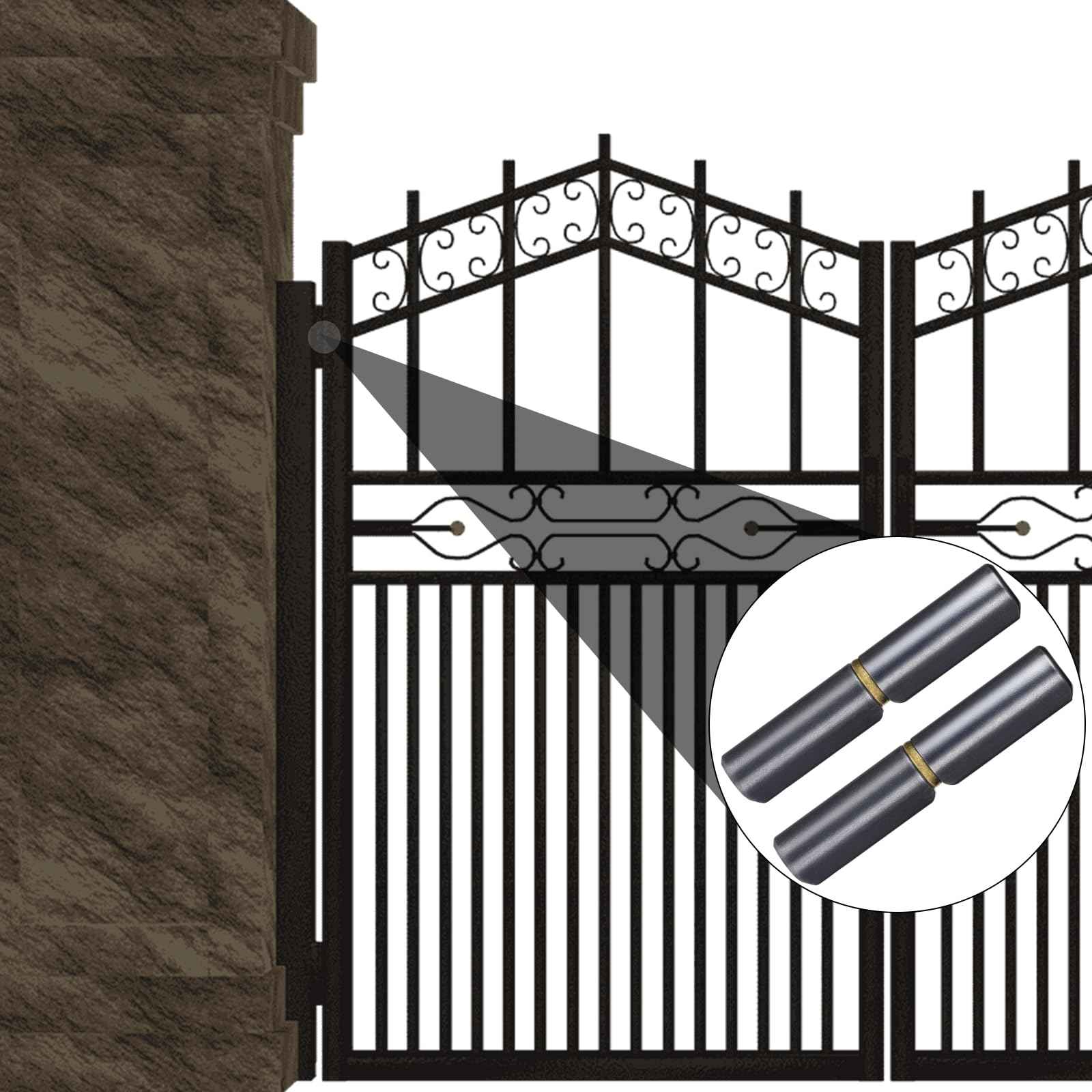 20 Pack 3 Inch Weld On Barrel Hinges, Heavy Duty Carbon Steel Detachable Hinge for Metal Swing Doors, Gates, Trailer Ramps, and Driveway Gates, 360° Rotating Bullet Hinges with Low Friction Pin