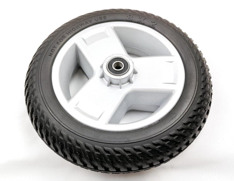 Mobility scooter replacement wheel,8"x2" (200x50) Flat-Free Front Wheel Tri-Spoke Rim for Go-Go & Pride 3-Wheel Travel Mobility Scooters (WHLASMB1872),W/bearing,Silver+Black,1Ea