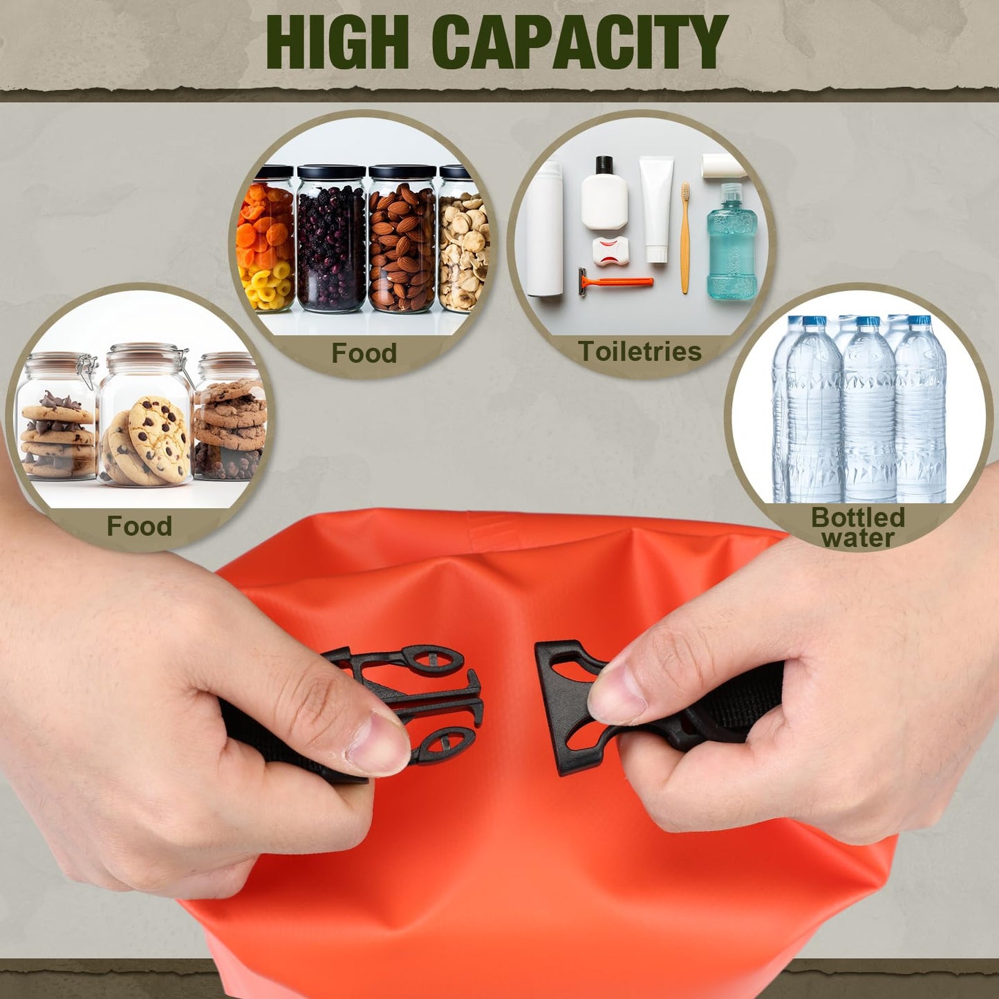 Foilswirl 1 Set Bear Food Bag for Camping Ultralight Food Hanging System Includes Waterproof Bear Bag, Nylon Ropes, Hooks for Camping Backpacking(20 L,Orange)