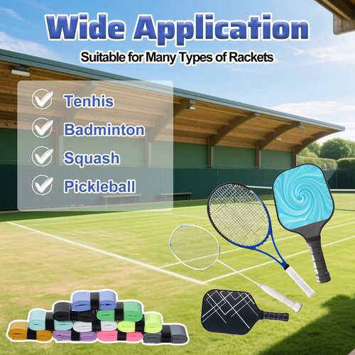 LIQWEI 12Pcs Tennis Racket Grip Tape, Tennis Grip Tape, Badminton Grips Tapes Overgrip Tenni s Racket, Comfortable Handle Grips Wrap for Tenni s Badminton Squash Rackets