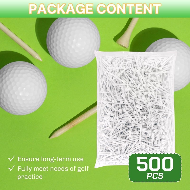 weyleity Bamboo Golf Tees 500 PCS 2-3/4 inch Length | Professional Natural Bamboo Golf Tees, Durable and Low Friction (2-3/4"(500 Pack))