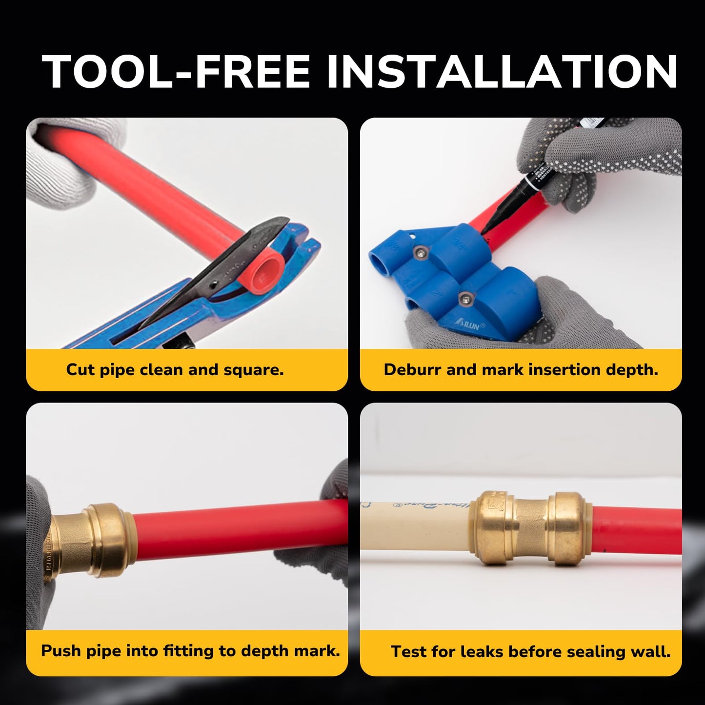 KAINGA 1/2" Check Valve Push-Fit, Push to Connect Brass Plumbing Fitting for Copper, CPVC, PEX Pipes, With Upgraded Stiffener, Disconnect Clip Included, NSF & UPC Certified