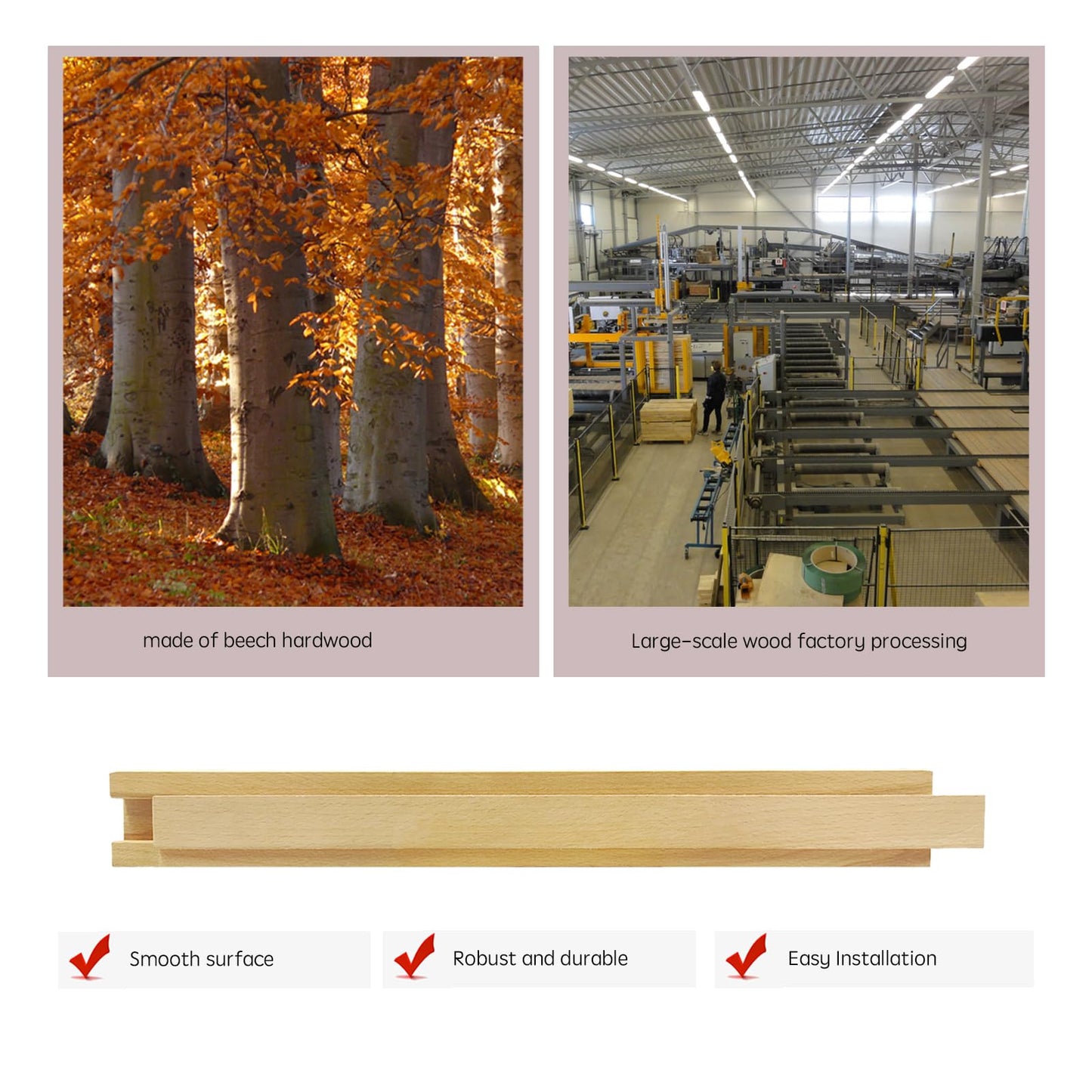 1 PCS Wooden Undermount Drawer Slides Classic Guide Center Mount Track 15.7 Inchs, Wood Drawer Glides Bottom Rails Replacement Kit (S002)