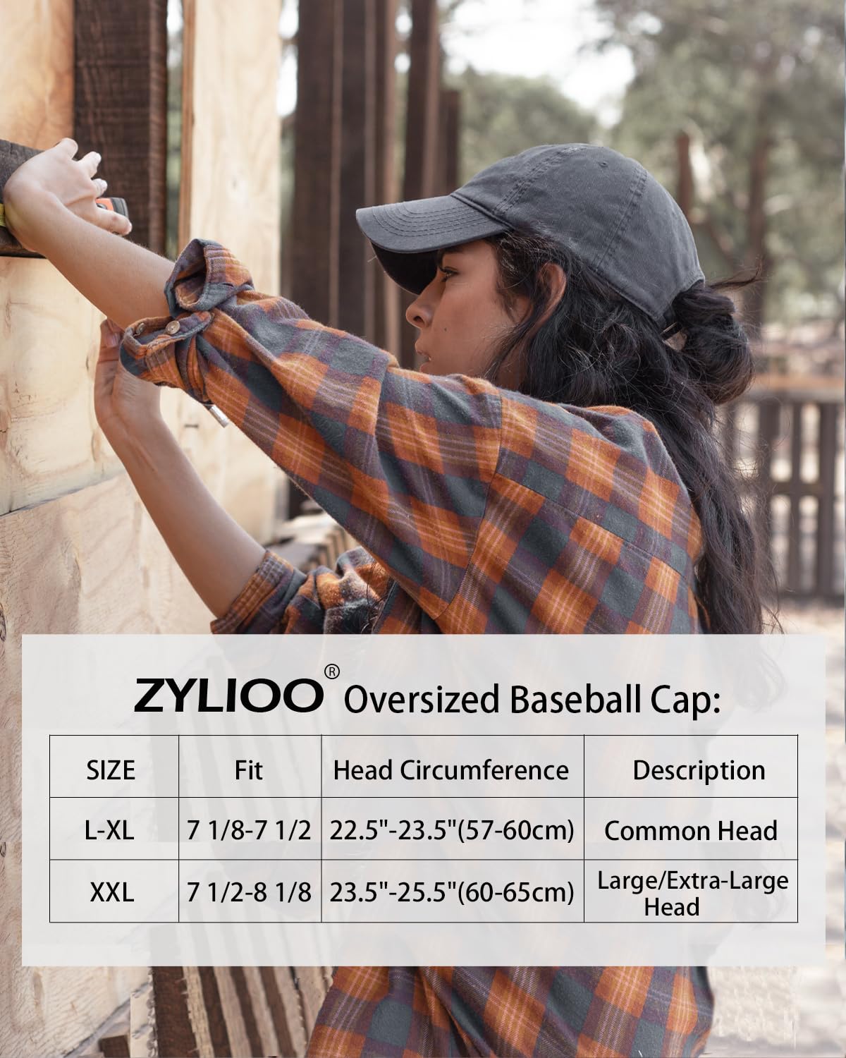 Zylioo Oversize Baseball Cap,XXL Big Head Hats for Men,Large Head Hats,Giant Dad Hat Adjustable 23.6"-25.5" Beige