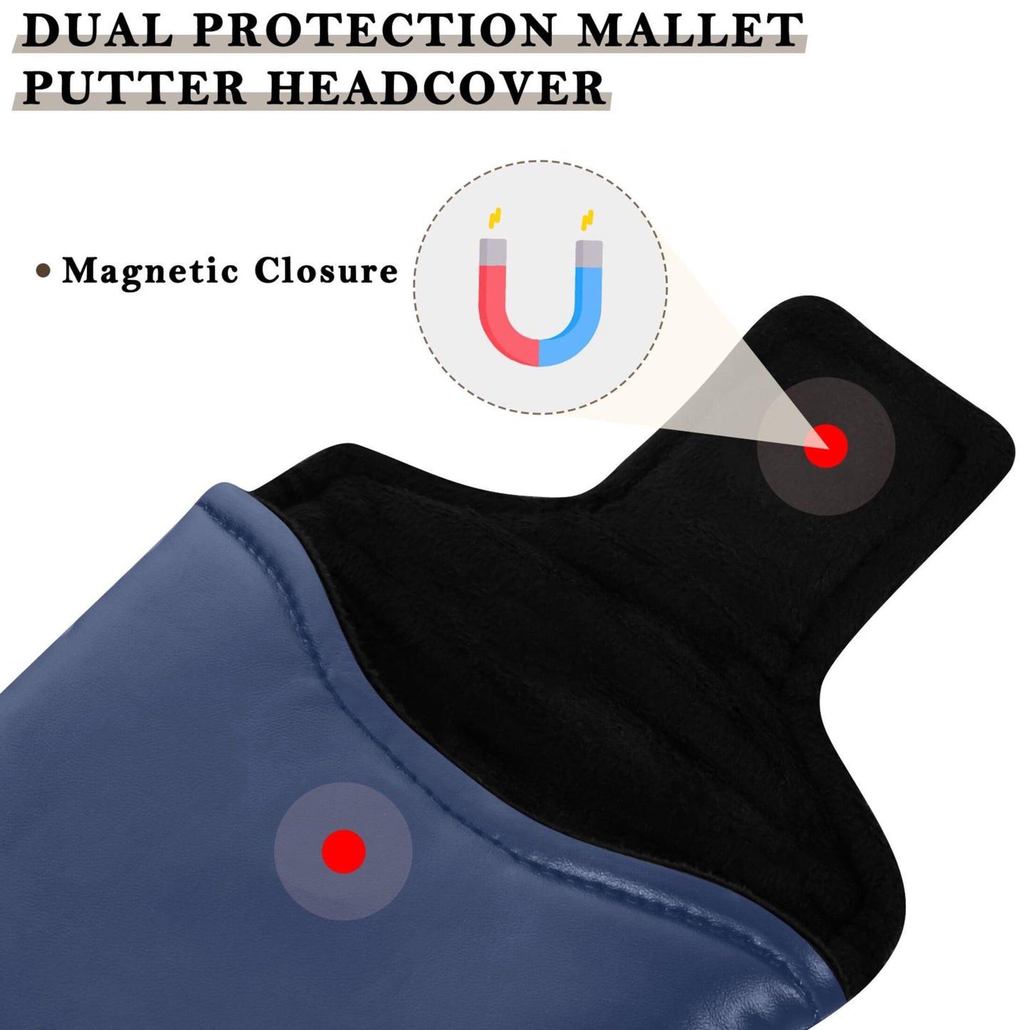 Navy Blue Mallet Putter Cover Headcover Magnetic Golf Head Covers Headcovers