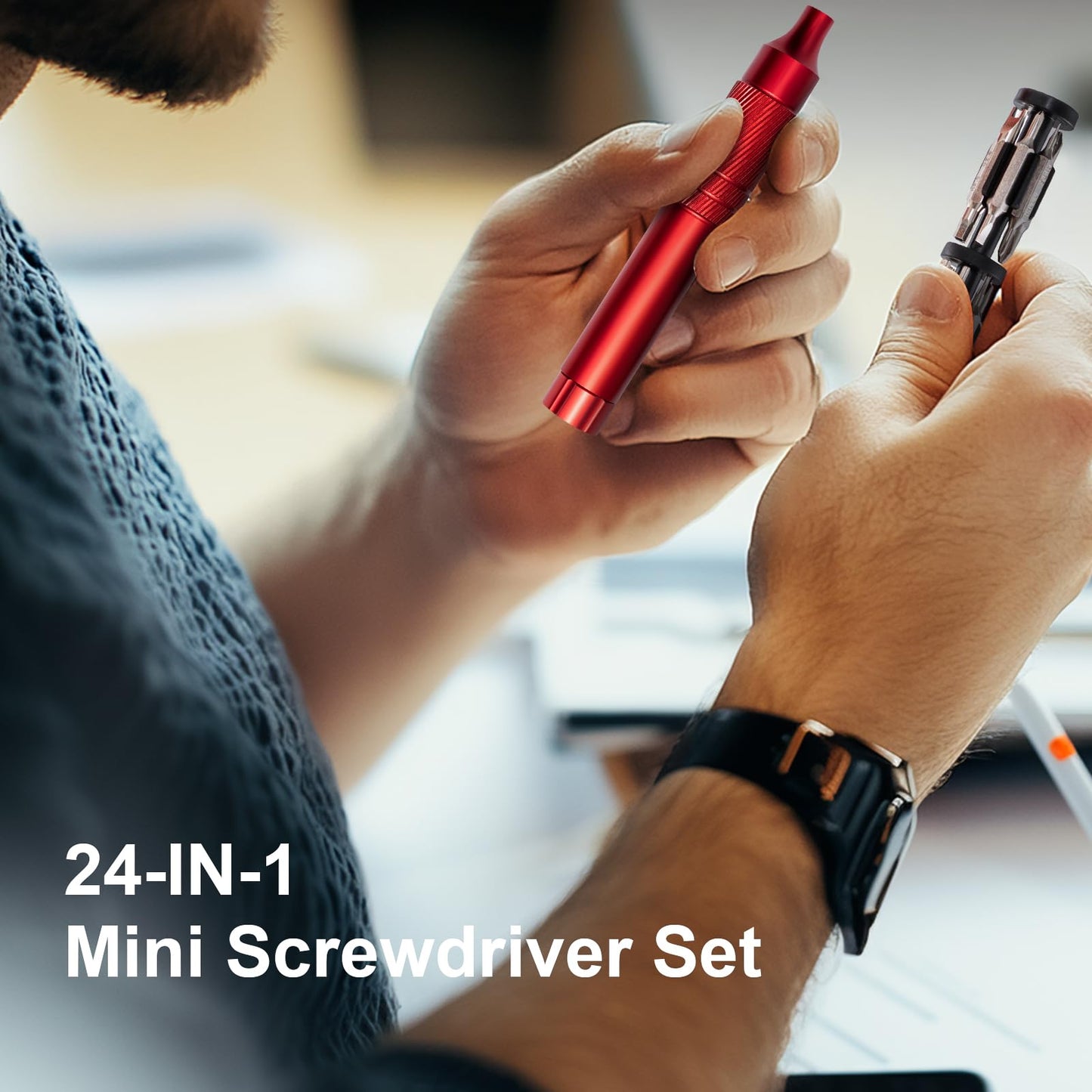 24-in-1 Precision Screwdriver Set, Magnetic Multi Bit Mini Screwdriver Set, Pen Style Repair Tool Kit for Eyeglass, Watch, Computer, Jewelry, Laptop, Phone and Electronic (Red)