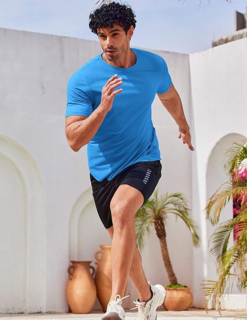 COOFANDY Men's Swim Shirt - Short Sleeve UPF 50+ Rash Guard | Quick-Dry & Breathable Beach T-Shirt