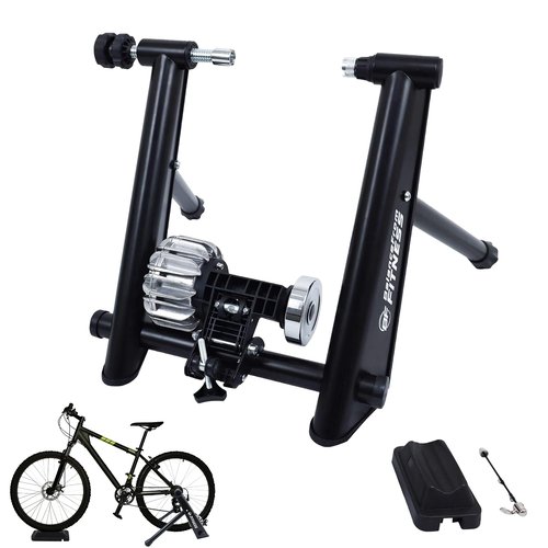 Fitvids Bike Trainer Stand Steel Bicycle Exercise Fluid Magnetic Stand with Front Wheel Riser Block, Black