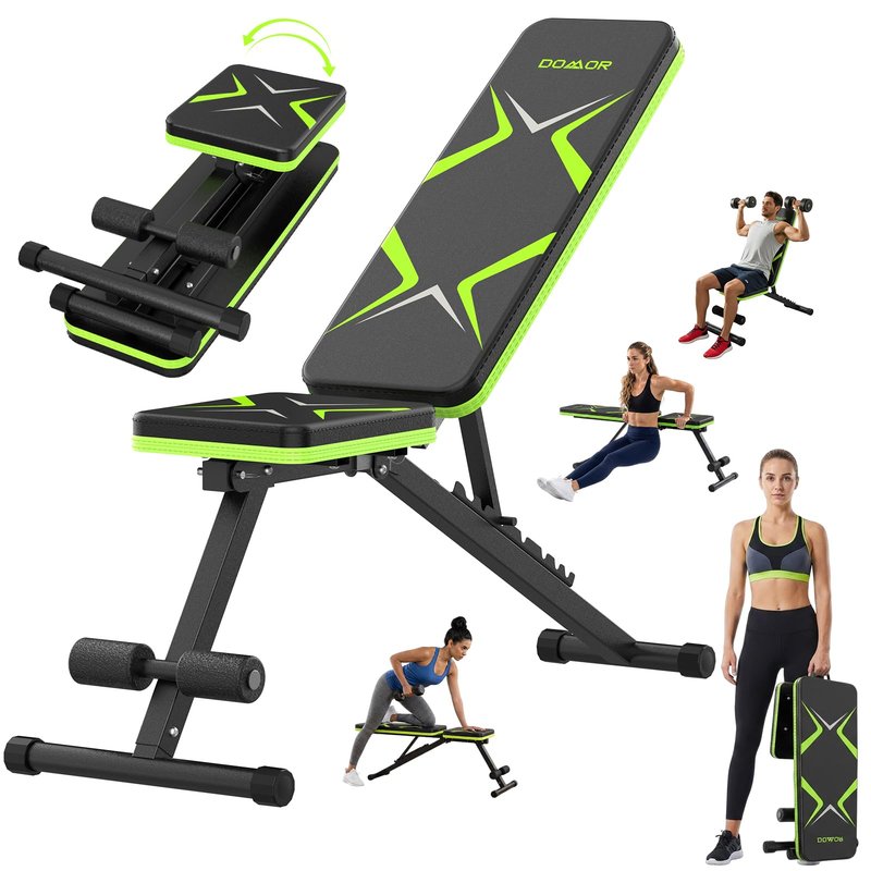 DOMOR Adjustable Weight Bench, 7 Backrests Basic Workout Bench for Home Gym, Fast Folding, Stable Weight Bench for Men Women, Chest Shoulders Arms Muscles, Incline Bench Press for Full Body