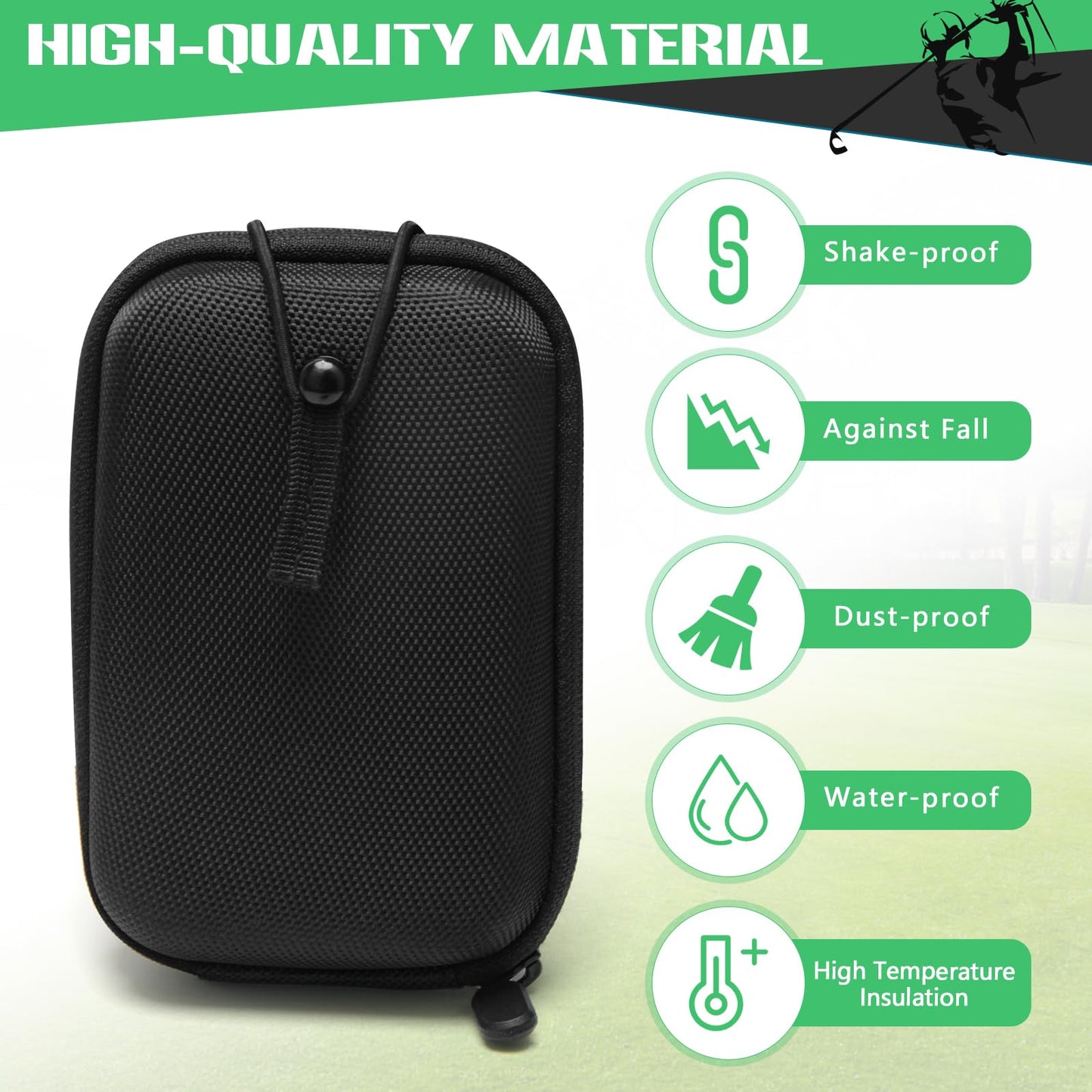 Anglekai Golf Rangefinder Hard Shell Case, Hard Golf Rangefinder Case Universal Range Finder Carry Bag for Most Rangefinders (Black)