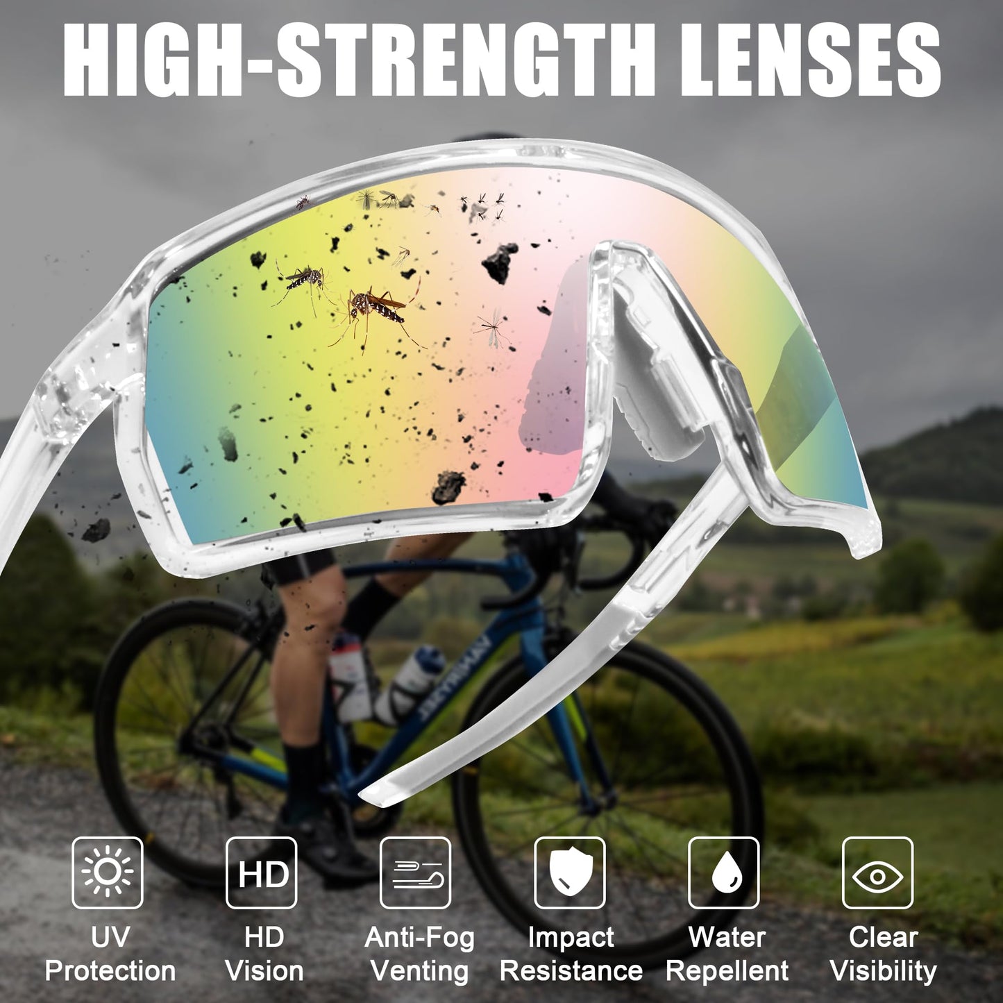 eyeezi Polarized Sports Sunglasses UV Protection Ventilation Design Outdoor Sports Running Cycling Baseball Glasses for Men Women