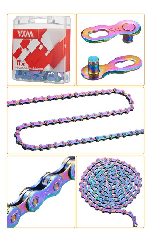 11 Speed Bike Chain Rainbow Chain for Bike 1/2" x11/128 116 Links Lightweight Bicycle Chain，Bike Chains MTN BTX MTB Mountain Bike Road Bicycle Chain